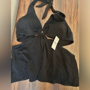 NWT LOFT Beach Black Tankini Top / Size Medium